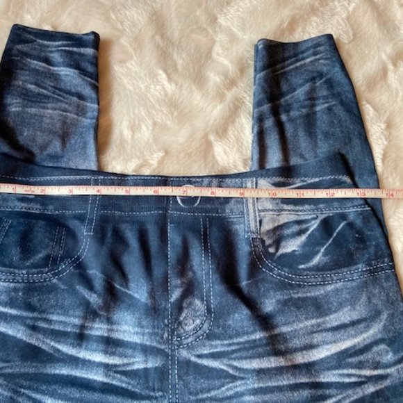 2/$30 Leggings Blue Faux Jean-look Girls Size 12/14 - Picture 7 of 11